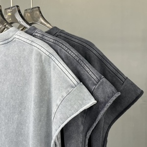 T-Shirt Unisex 100% Cotone Oversize con Lavaggio Vintage, Stile Streetwear Casual, Design Semplice, Tinta Unita, Disponibile nelle Taglie <span class=keywords><strong>M</strong></span>/<span class=keywords><strong>L</strong></span>/XL/XXL/Oversize, 275G - Product Image 6