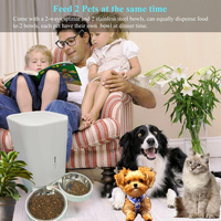 Distributeur automatique intelligent et écologique de nourriture pour chats et petits animaux de 4 L, 2 fenêtres de repas, étanche, WiFi, bols anti-vomissement - Source de charge
