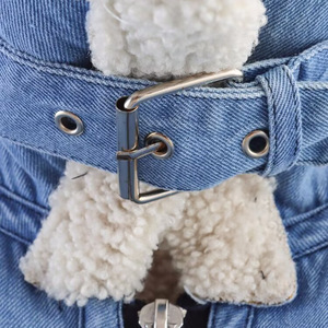 Jaket Denim Biru untuk Wanita, Desain Kerah Lipat Kasual Longgar, Mantel Musim Dingin dengan Teknik Cuci - Product Image 4