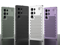 Coque de téléphone antichoc en métal premium avec trous de dissipation thermique et boucle à ressort pour Samsung S26 Ultra S25 S24 Ultra