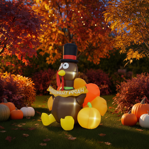 ของตกแต่งสนามหญ้ารูปไก่งวงเป่าลมสำหรับวันหยุดกลางแจ้ง ธีมวันขอบคุณพระเจ้า สำหรับตกแต่งสวนและบ้าน - Product Image 2