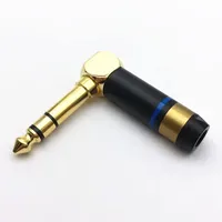 Conector YYTCG/OEM en Ángulo Recto de 6.35mm TRS, Jack Doble Estéreo de 90 Grados, Macho de 1/4 de Pulgada, para Soldar, Colorido, de Aleación de Zinc, Chapado en Oro y Cobre