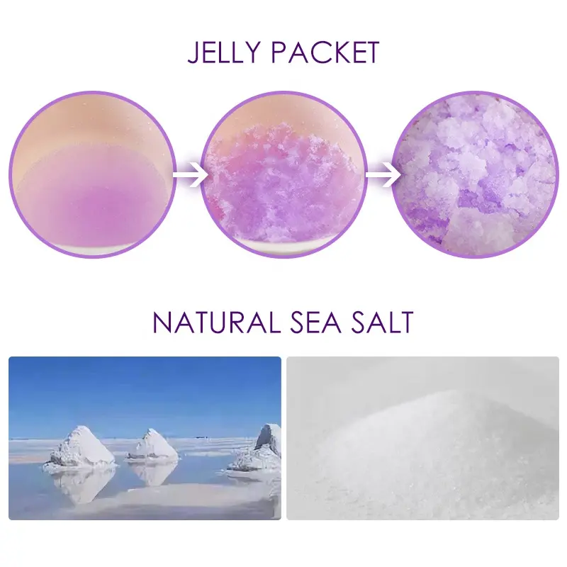 Private Label Pure Nature Lavendel Crystal Jelly Spa Pedicur Fuß einweichen DIY Foo Jelly Spa erweichen Whiten Foot Salt Scrub OEM
