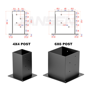 4x4 <strong>Post</strong> <strong>Bracket</strong> Connector Kit / 6x6 <strong>Post</strong> Connector <strong>Bracket</strong>, Matte Black Steel for Pergola Gazebo Deck Fence DIY - Product Image 2
