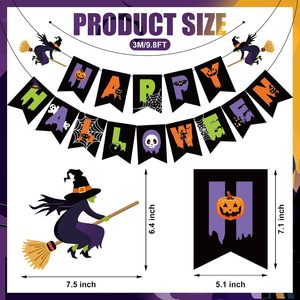 Halloween-Party-Dekorationen: Fröhliches Halloween Papierbanner, Geister, Kürbisse, Hexen, Hängende Spiralen, Gruselige Innenraum-Deko, Umweltfreundlich - Product Image 2