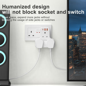 Wontravel 3 Toma de corriente alterna para uso interior Toma de pared de 3 pines Toma de pared de 3 pines Toma de Reino Unido con PD 20W - Product Image 2