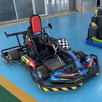 Kart de course à essence 200cc 4 temps monoplace bleu et blanc avec cadre anti-collision pour parc d'attractions, kart de drift pour adultes
