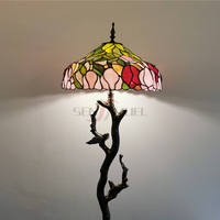 Peint à la main Art verre mosaïque église vitrail coloré Tiffany soudure abat-jour européen rétro 18 pouces debout lampadaire