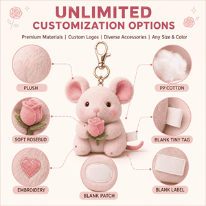 Porte-clés en peluche personnalisé en forme <span class=keywords><strong>de</strong></span> bourgeon <span class=keywords><strong>de</strong></span> <span class=keywords><strong>rose</strong></span>, mascotte OEM ODM, fabricant <span class=keywords><strong>de</strong></span> peluches pour la Saint-Valentin, jouet promotionnel en peluche, animal en peluche - Product Image 4