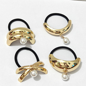 Banda Elástica para el Cabello de Metal Curvado a la Moda, Banda de Goma Geométrica Elegante para Mujer - Product Image 2