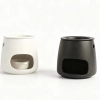 En gros, Brûleur à cire fondue en céramique mat crème avec couvercle, cuillère et bol amovible, chauffe-cire et brûleur d'huiles essentielles, pour la meilleure fragrance d'intérieur