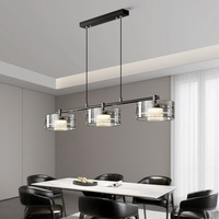 Lustre linéaire moderne en verre à 3 lumières, lampe suspendue en métal pour salle à manger, îlot de cuisine, comptoir de bar