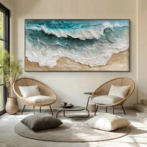 Obra de Arte Abstracta de Olas del Mar, Decoración Contemporánea para Pared, Pintura en Lienzo Hecha a Mano, Pintura al Óleo Texturizada, Decoración de Interiores - Product Image 3