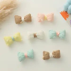 Korean version striped bow wrinkled fabric filled with cotton material DIY hair card clothing accessories  bags  shoes and hats