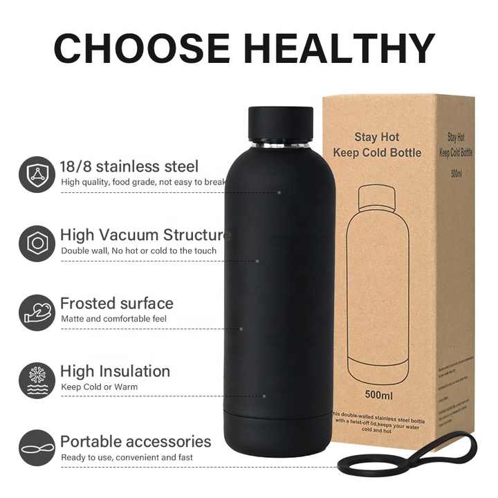 500ml 750ml Luxury Sport Stainless Steel GYM Water Bottle