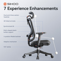 Sihoo M18C chaise réglable 4D accoudoir ergonomique chaise de bureau en maille dossier à 4 positions personnel chaises de bureau en gros