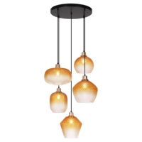 Plafonnier de lustre en verre ambré à base noire pour îlot de cuisine moderne Lustre de table à manger
