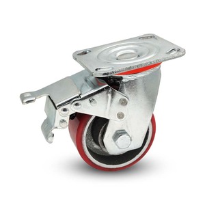 6-Zoll-Industrierollen Heavy Duty No Noise Polyurethan-Rad rollen mit drehbarer Brems platte - Product Image 6
