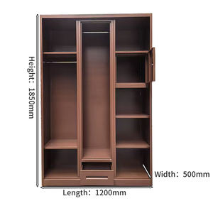 金属製ワードローブ、鏡付きスチール製ワードローブ、小型寝室用家具収納キャビネット - Product Image 4