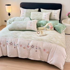 Set quattro pezzi in pile di latte intagliato in stile <span class=keywords><strong>francese</strong></span> <span class=keywords><strong>lenzuola</strong></span>, federe, copripiumino - Product Image 1