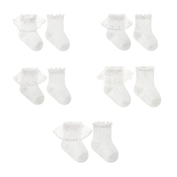Grand stock en gros, 2 paires/lot, chaussettes d'été fines en maille respirante à volants pour bébés filles, style princesse, chaussettes pour nourrissons