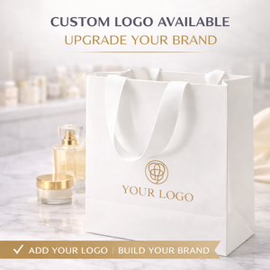 Sac cadeau en papier pour emballage de produits de beauté, pour les vendeurs en ligne, sac de transport blanc avec poignée souple, taille et logo personnalisés - Product Image 2