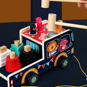 Enfants en bois multi-fonctionnel <span class=keywords><strong>harpe</strong></span> Whack-a-mole jouets maternelle Montague éducation précoce jeux de Puzzle - Product Image 6