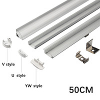 Barre de lumières LED 25/30/50cm support de canal en aluminium couverture de lait accessoires d'éclairage en forme de U/V/YW pour bande lumineuse LED
