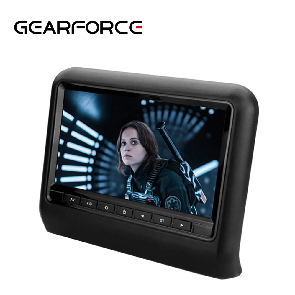 GEARFORCE พนักพิงศีรษะในรถยนต์,หน้าจอดิจิทัล9นิ้ว HD LCD ตรวจสอบพนักพิงศีรษะในรถยนต์ Dvd/av พร้อมอินพุต BT อินพุต USB SD