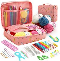 59 pièces débutant Crochet ensemble complet bricolage matériel paquet Portable sac de rangement avec Laine Pour tricot laine fil costume