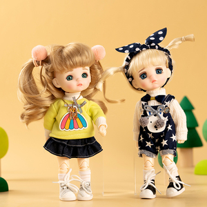 Muñecas pequeñas Bjd de 22Cm para niñas, ropa de moda, traje de princesa, articulaciones de maquillaje, accesorios de bebé Reborn móviles, juguete para niñas, 1/8 - Product Image 3