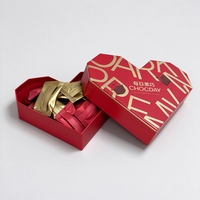 Boîte cadeau en chocolat en forme de cœur personnalisée avec couvercle et base estampés à l'or, boîte d'emballage pour bonbons