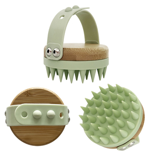 Cepillo Masajeador de Cuero Cabelludo de Silicona y Bambú para Champú, Eliminación de Caspa, Crecimiento del Cabello, con Logotipo Láser, Doble Uso, para Hogar y Salón - Product Image 1