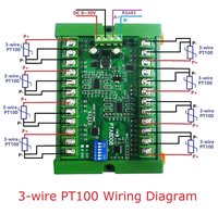 Module de capteur de température 8 canaux DC 8-30V PT100 RTD RS485 Modbus RTU, capteur de platine -40~500°C, mesure de tension