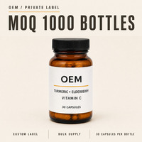 Capsules de curcuma, de sureau et de vitamine C à marque privée OEM – Complément alimentaire antioxydant pour les propriétaires de marques