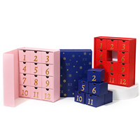 Boîte de calendrier de l'Avent personnalisée en gros, 12 jours, tiroirs vides, boîte mystère, emballage cadeau compte à rebours de Noël avec logo en feuille d'or