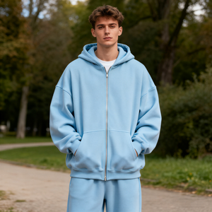 TKAN363 venta al por mayor de alta calidad de algodón de lana francés Terry hombres Sudadera con capucha personalizada de peso pesado invierno estampado bordado cremallera sudaderas con capucha - Product Image 1