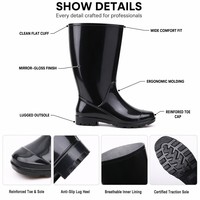 Bottes de pluie antidérapantes pour femmes en PVC, imperméables, résistantes aux acides et aux alcalis, imprimées, bottes Wellington tendance, logo personnalisé disponible