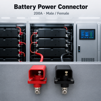 Conector de batería de litio de alta corriente 200A macho-hembra, montado en panel, a través de pared, para almacenamiento de energía, con contacto de latón y carcasa aislante.