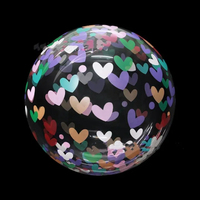 Ballon Flottant Rond Transparent Effet Vague 20 Pouces, Édition Stretch, Imprimé Arc-en-ciel Dessin Animé, pour Fête d'Anniversaire et Décoration de Confession