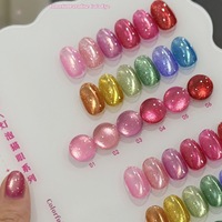 Suuseegel 12 Couleurs Vernis à Ongles Gel Effet Œil de Chat en Ampoule de Verre Scintillant Transparent Aurore Magnétique UV