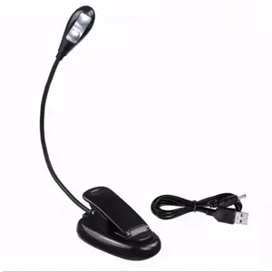 Mini Clip-On LED Book Light Lámpara de lectura 2 LED AAA Batería Powered Target Luces de cuello de cisne ajustables