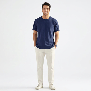 Camisetas Casuales de Manga Corta para Hombre, 100% Algodón, Transpirables, Lavadas, con Logotipo Personalizado Impreso en la Parte Delantera, Venta al Por Mayor - Product Image 1