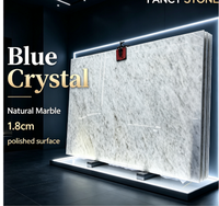 Pierre Fantaisie en Cristal Bleu, Marbre Naturel d'Excellente Qualité, Épaisseur 1,8 cm, pour Murs Décoratifs et Salles de Bain
