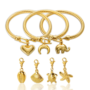 กำไลข้อมือสแตนเลสสตีลชุบทอง 18K แบบเคลือบ PVD กันเหงื่อและกันน้ำ ดีไซน์เกลียวลายมหาสมุทร สำหรับผู้หญิง - Product Image 3