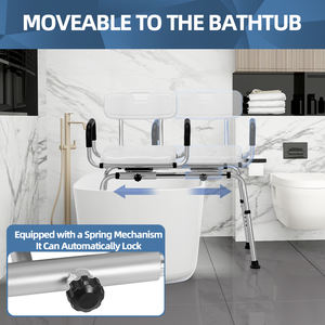 Tecforcare Banc <span class=keywords><strong>de</strong></span> transfert pour baignoire Chaise <span class=keywords><strong>de</strong></span> douche avec dossier Accoudoir Banc réglable en hauteur Siège <span class=keywords><strong>de</strong></span> douche pour personnes âgées handicapées - Product Image 2