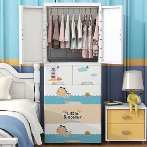 Baby Storage Drawer Cabinet Organizer Children 4-Layer Two <b>Open</b> Door Cartoon PP Injection Molded White Sustainable Durable - Product Image 5
