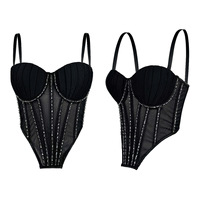 Nouveau Corset Plissé 2026 avec Strass et Maille, Top Bustier de Luxe pour Femme, Gaine Amincissante Faja Colombiana Grande Taille, Lingerie Sculptante Élégante