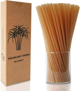 Pajitas de Caña de Azúcar Compostables - Rectas, Varios Tamaños, Colores Naturales para Beber Bebidas - Product Image 2