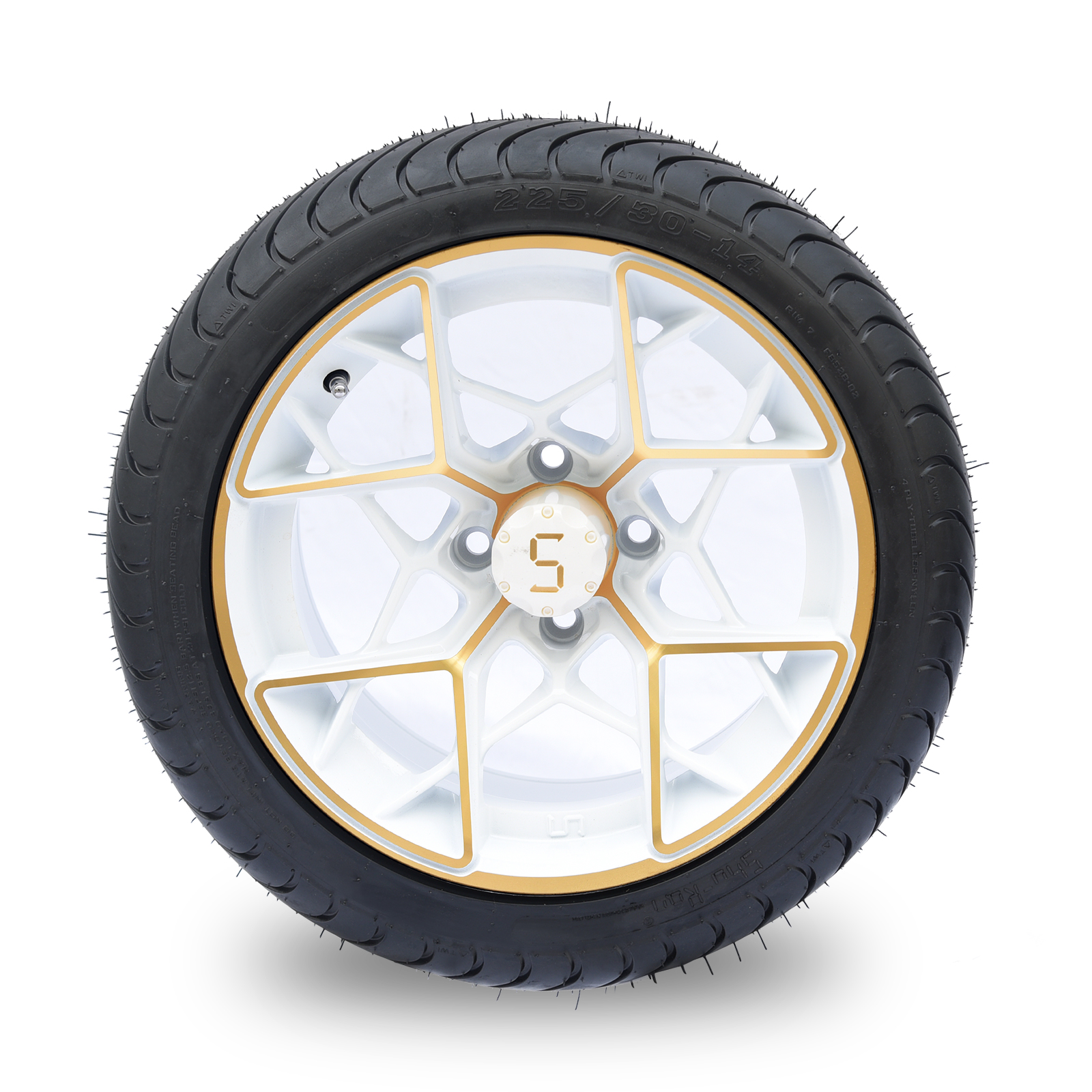 225/30-14 White and Gold